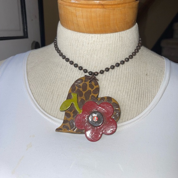 Sookie Sookie necklace for women. Made of cooper beads. With a beautiful flower - Picture 2 of 8
